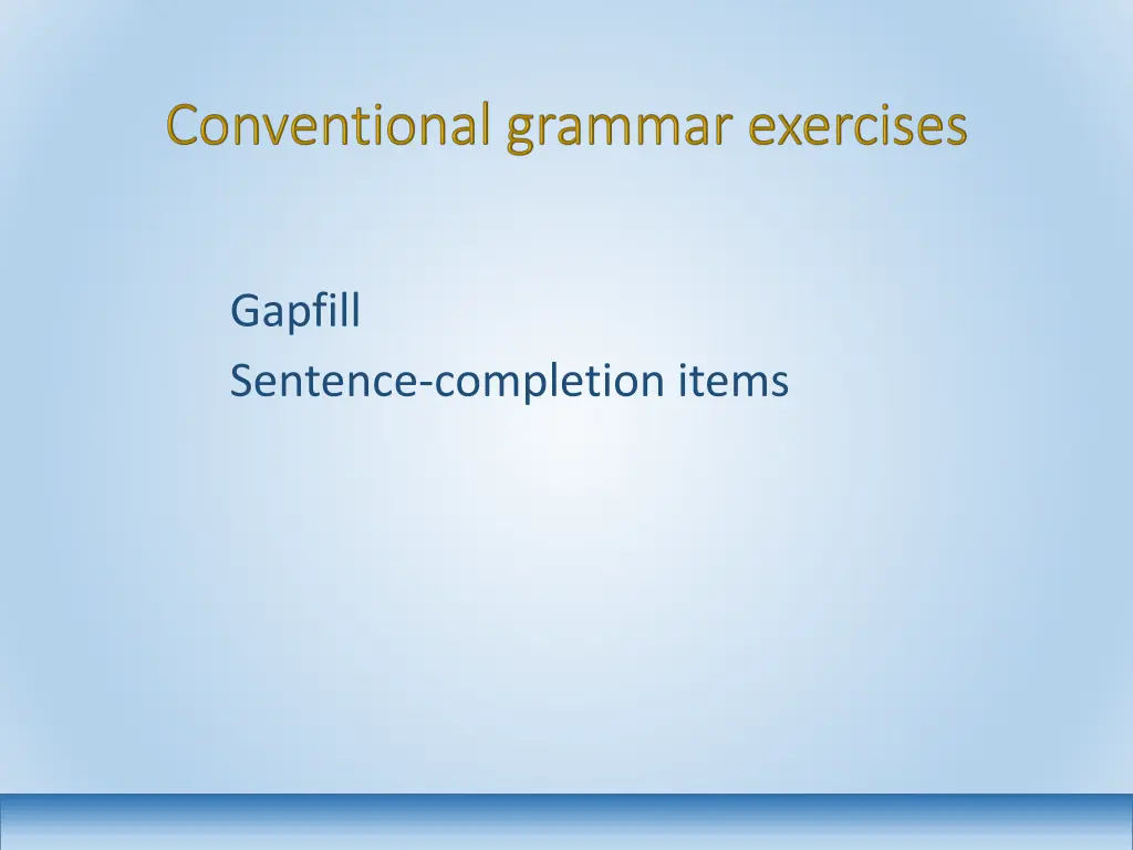 gapfill sentence completion items