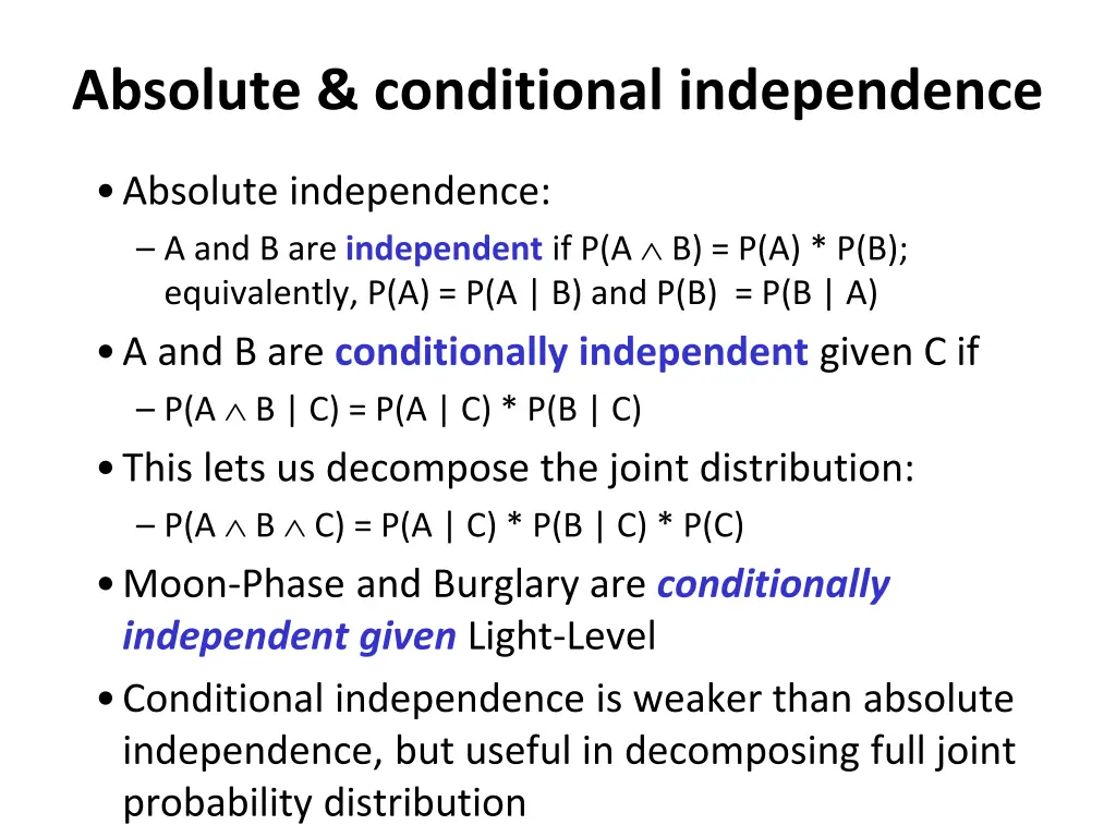 absolute conditional independence