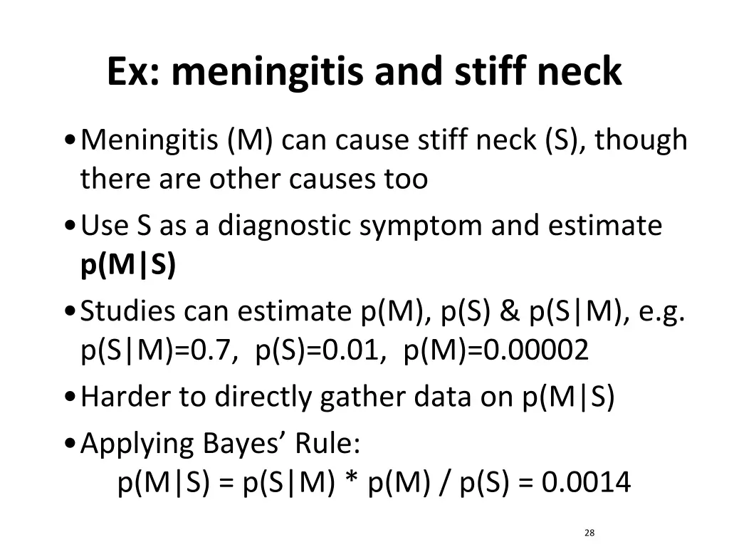 ex meningitis and stiff neck