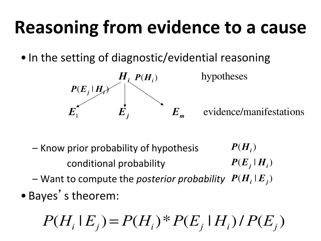 reasoning from evidence to a cause