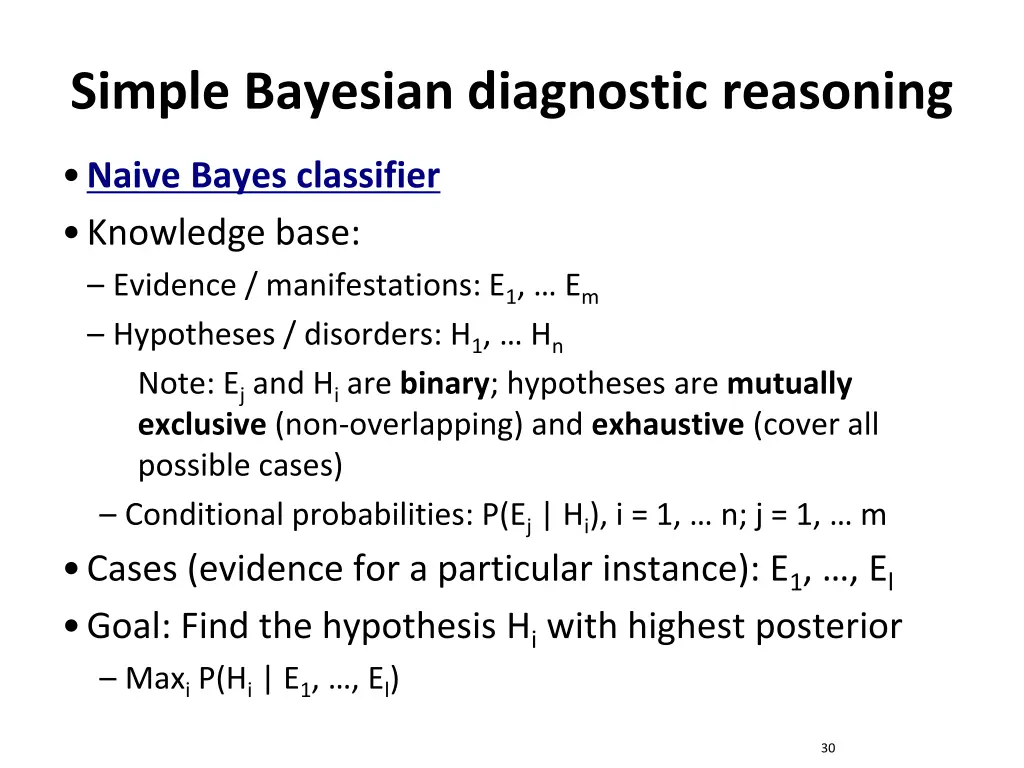 simple bayesian diagnostic reasoning