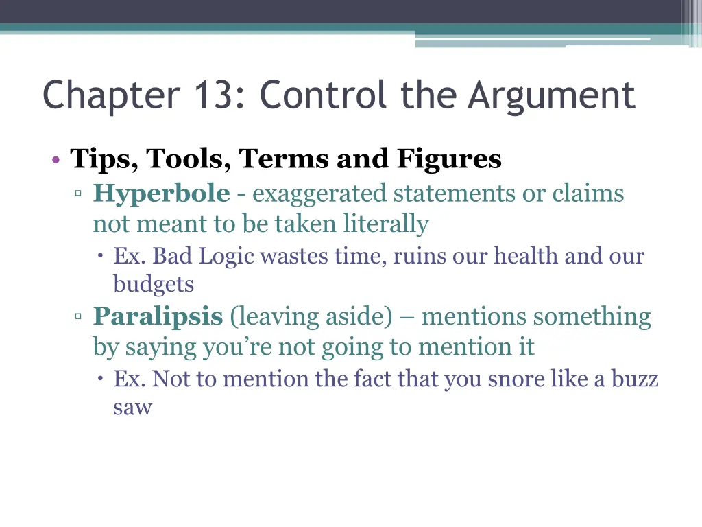 chapter 13 control the argument