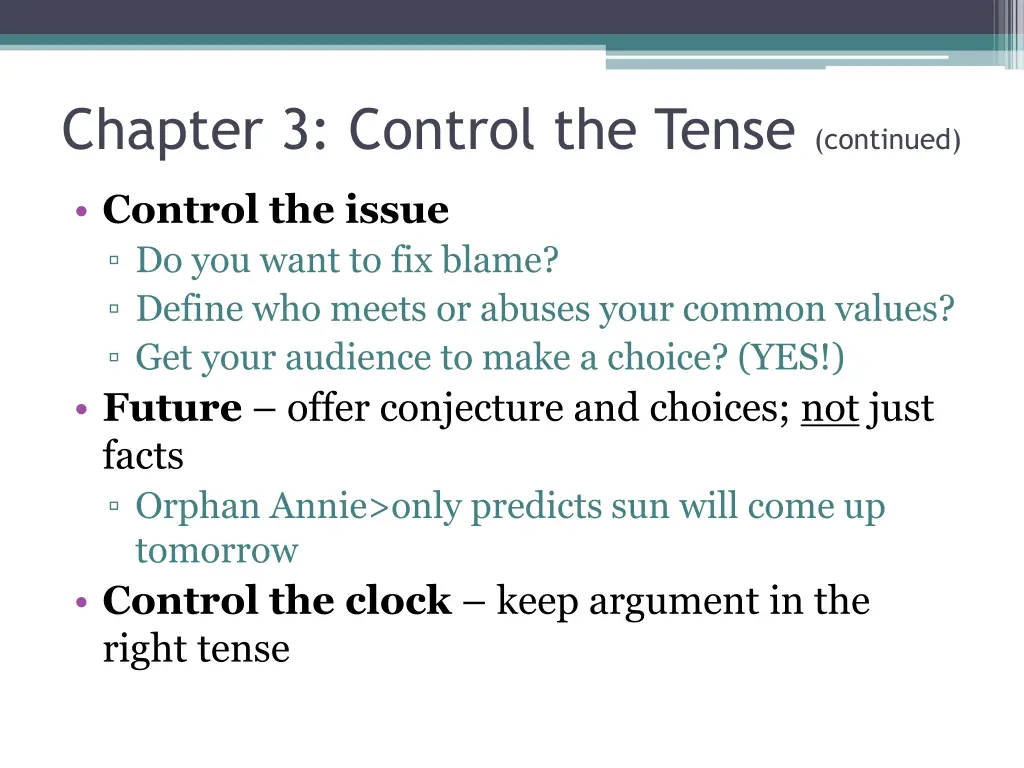 chapter 3 control the tense continued