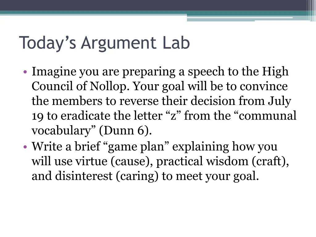 today s argument lab 1