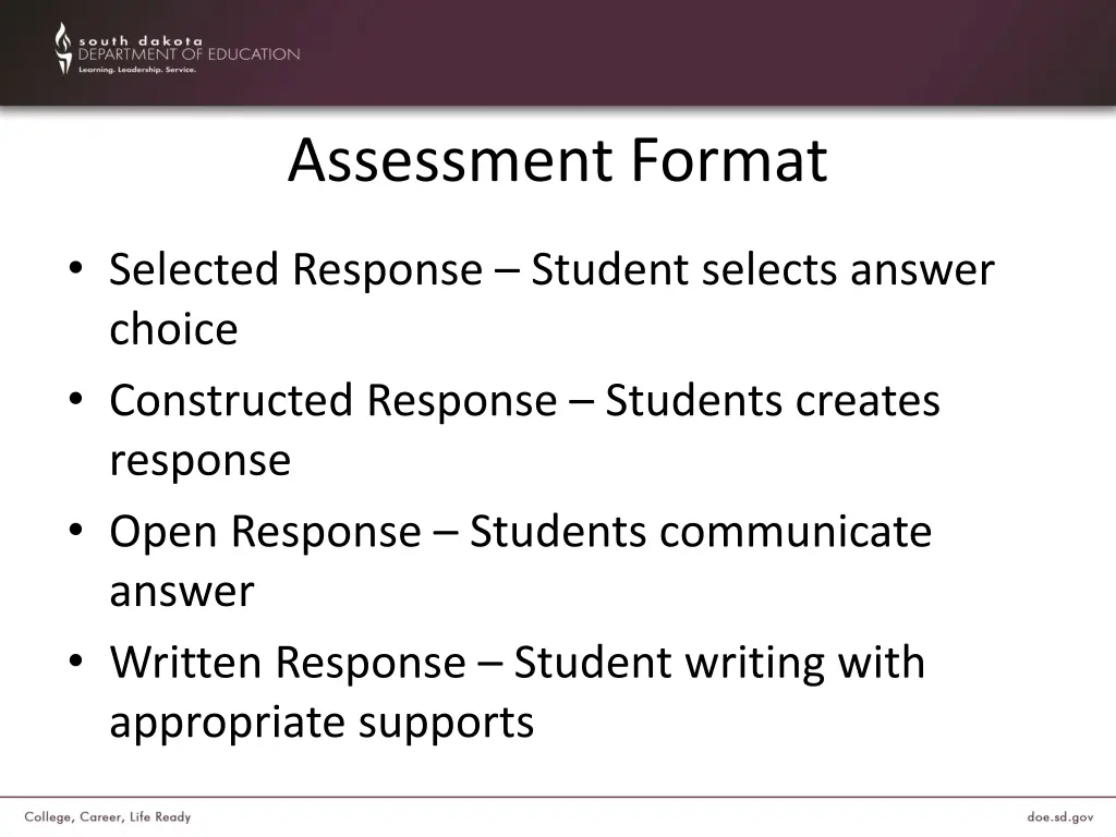 assessment format