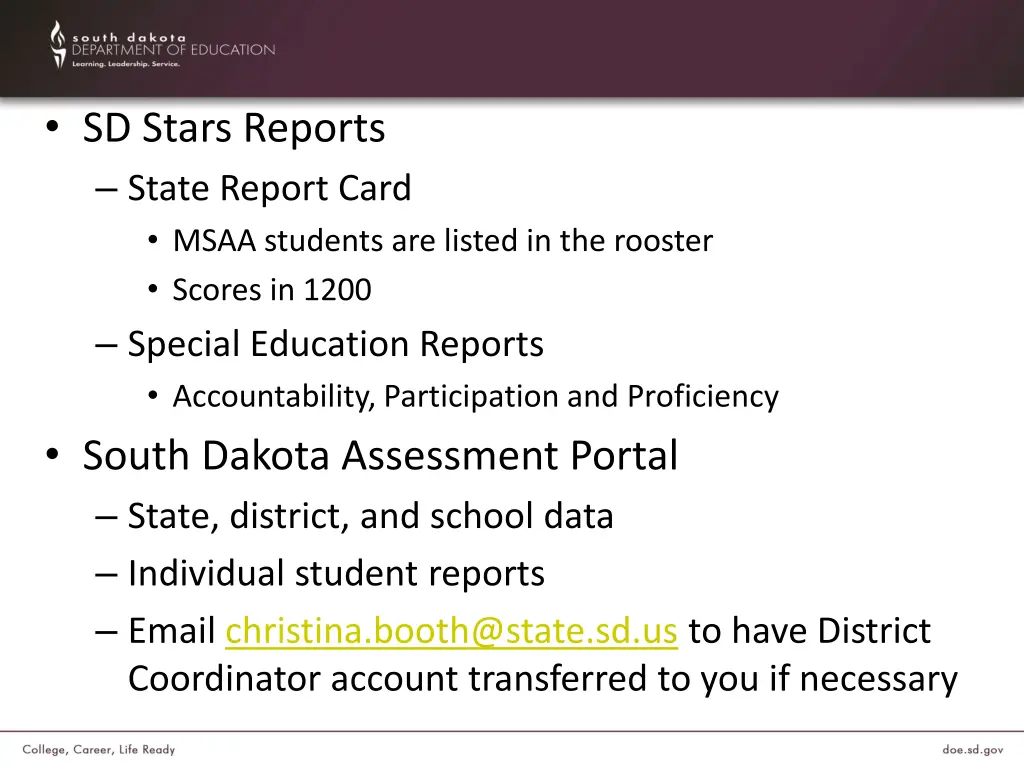 sd stars reports state report card msaa students