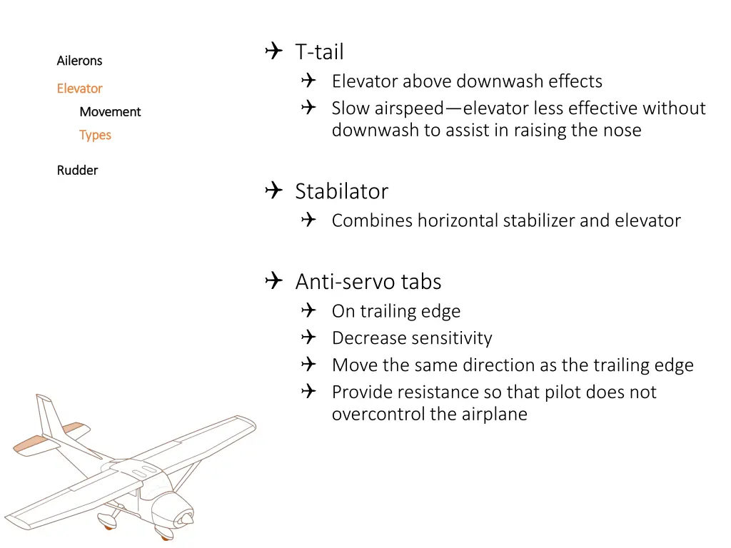 t tail elevator above downwash effects slow