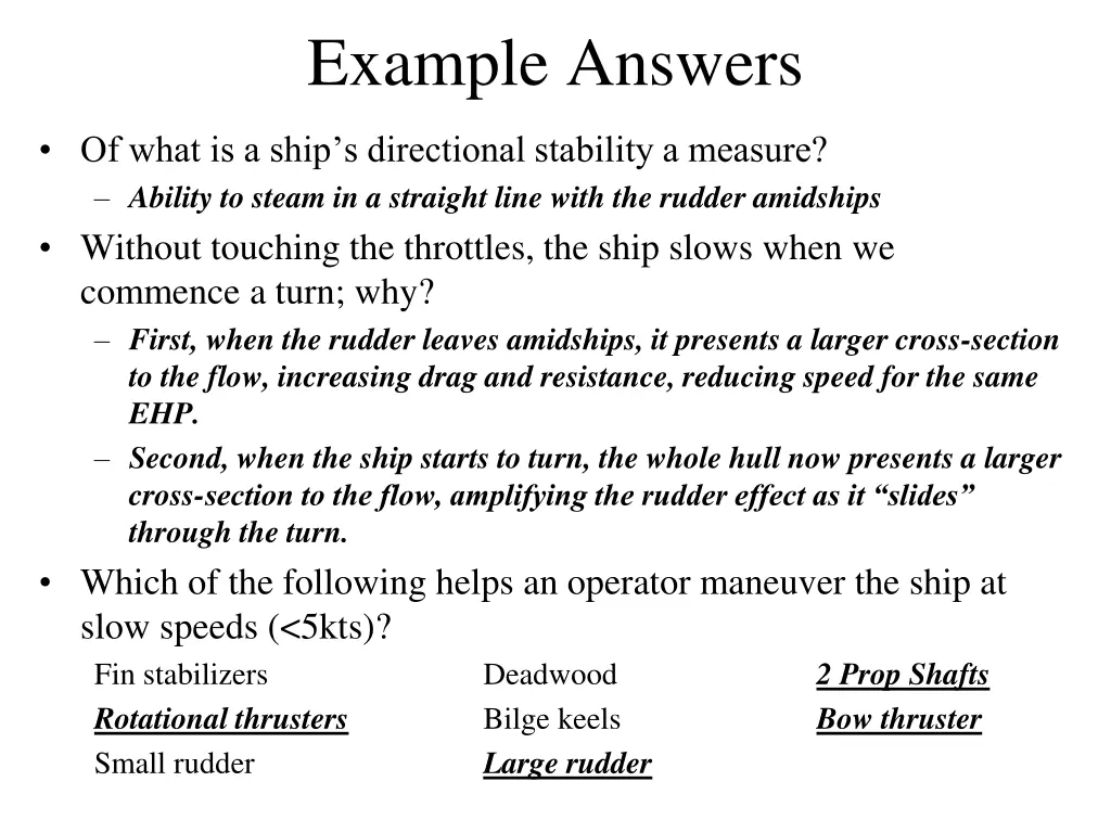 example answers