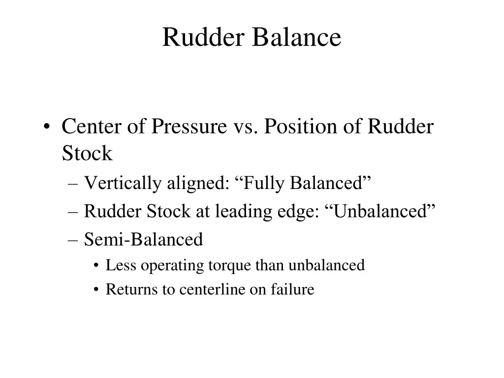 rudder balance