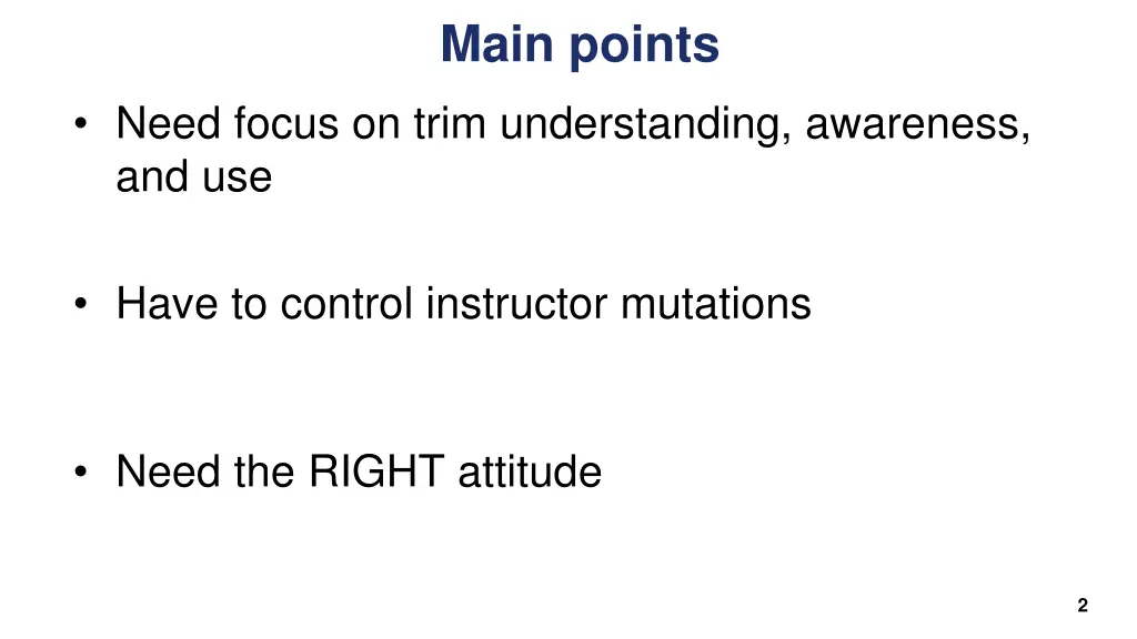 main points