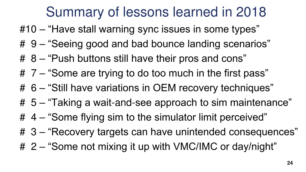 summary of lessons learned in 2018 10 have stall 8