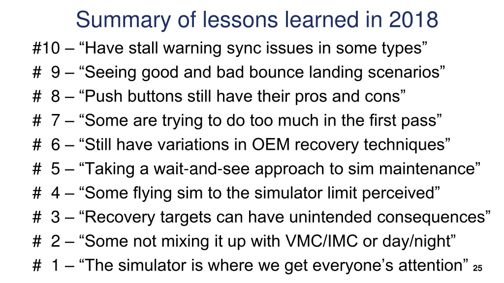 summary of lessons learned in 2018 10 have stall 9