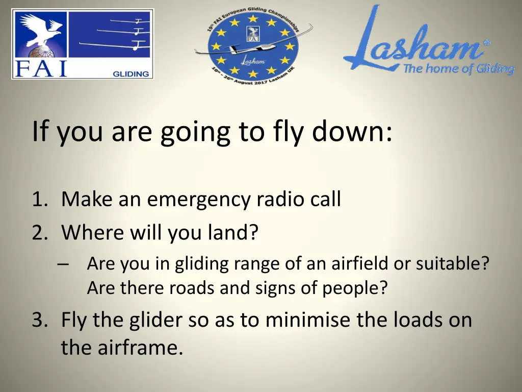 if you are going to fly down