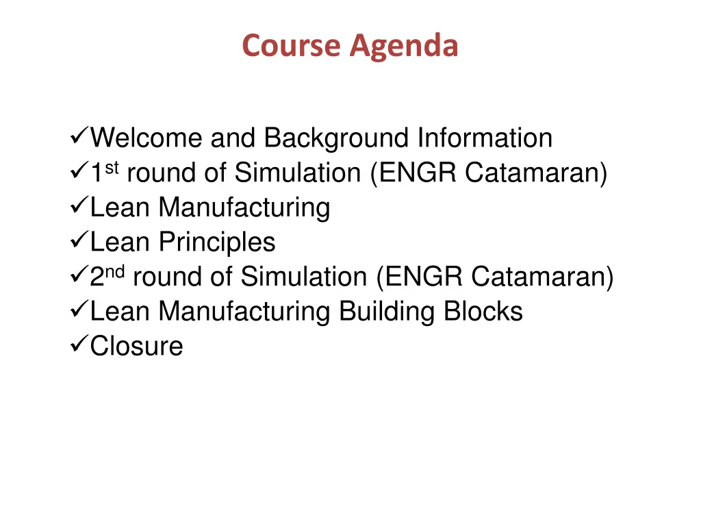 course agenda