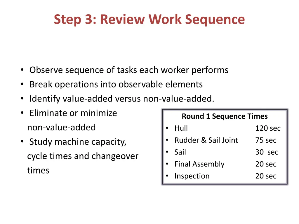 step 3 review work sequence