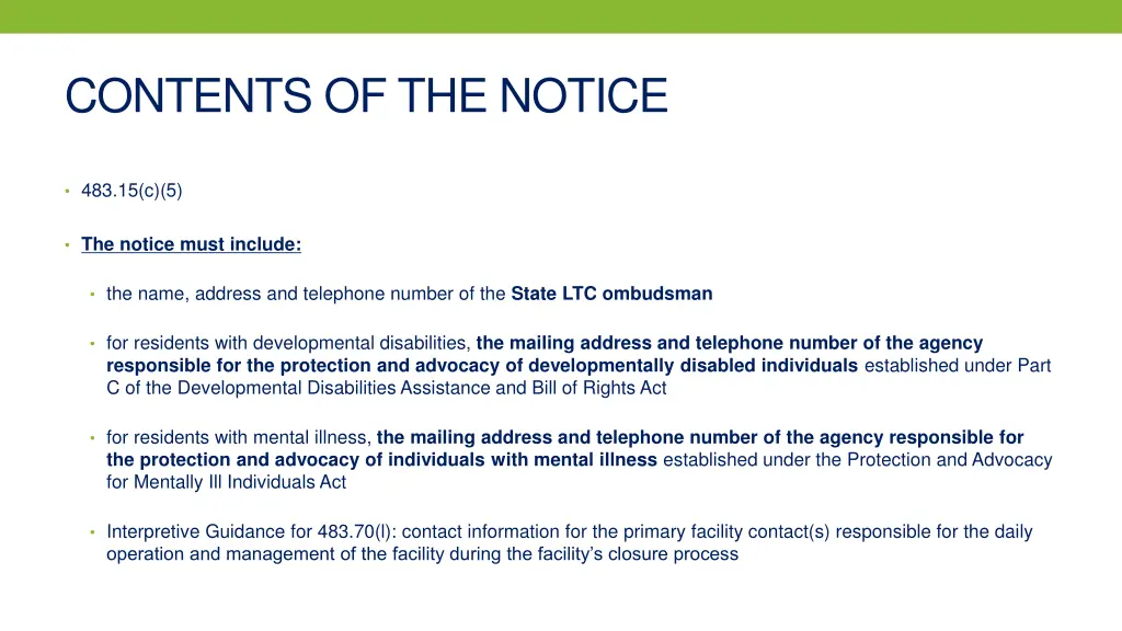 contents of the notice