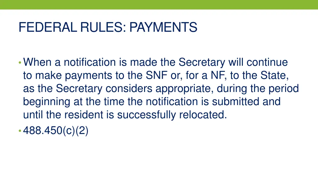 federal rules payments