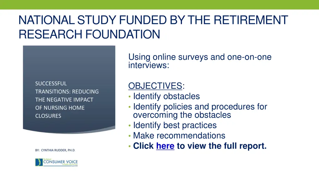 national study funded by the retirement research