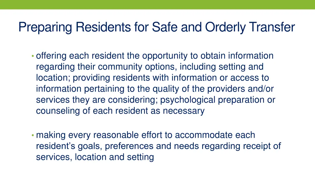 preparing residents for safe and orderly transfer 1