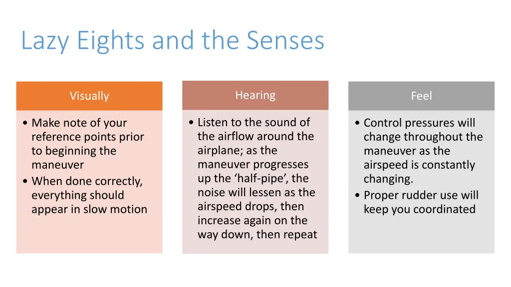 lazy eights and the senses