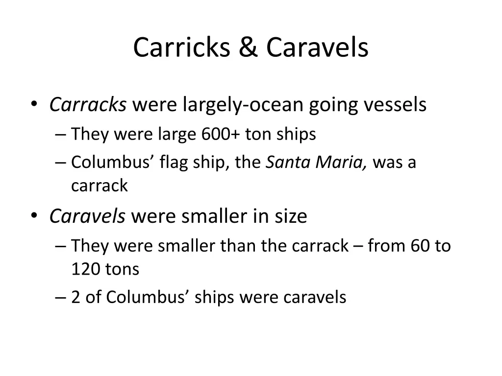 carricks caravels