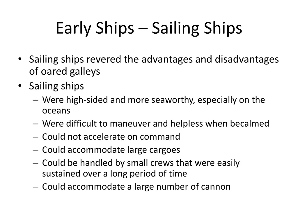 early ships sailing ships