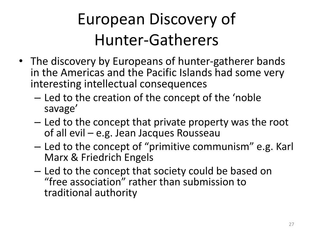 european discovery of hunter gatherers