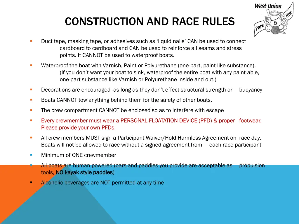 construction and race rules 1