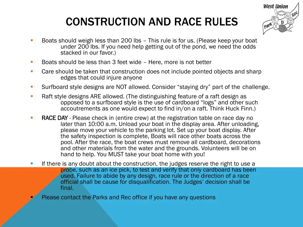 construction and race rules 2