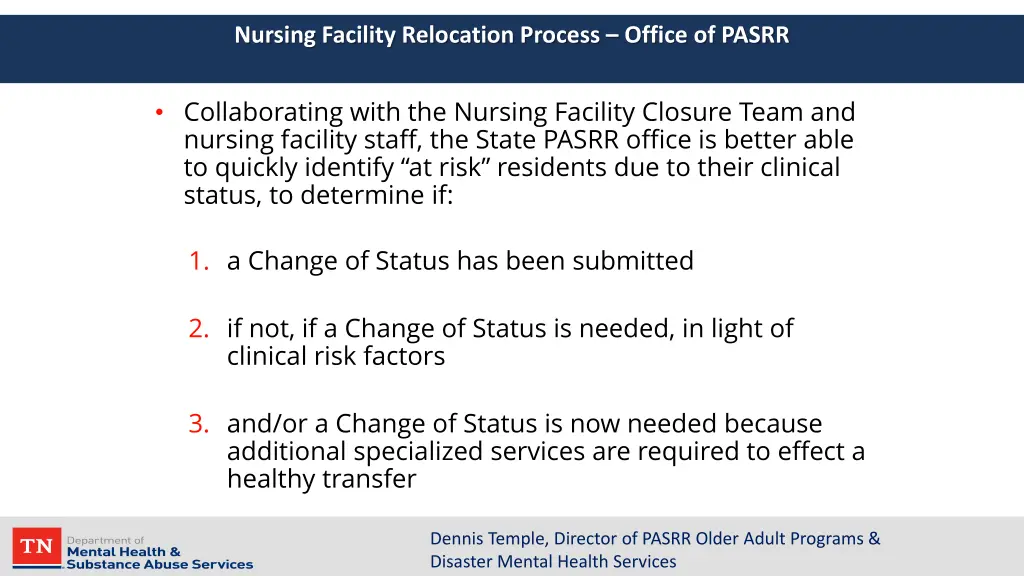 nursing facility relocation process office