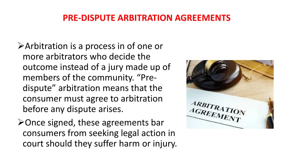 pre dispute arbitration agreements