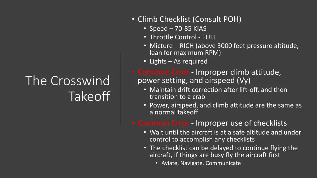 climb checklist consult poh speed 70 85 kias 1