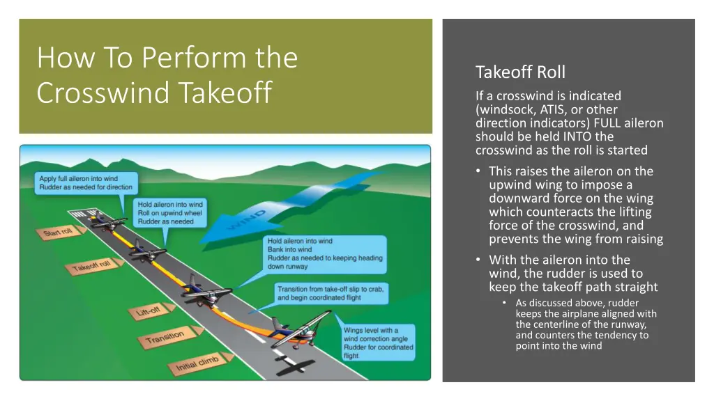 how to perform the crosswind takeoff 2