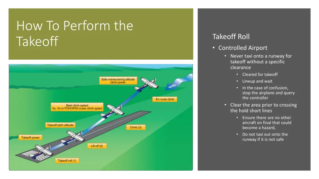 how to perform the takeoff