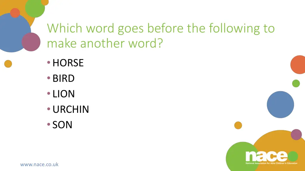 which word goes before the following to make 1