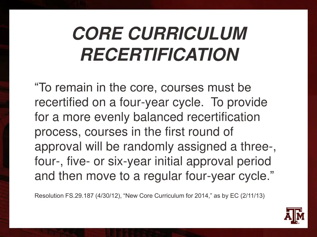 core curriculum recertification