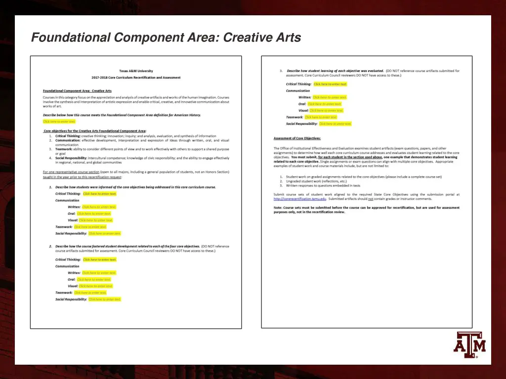 foundational component area creative arts