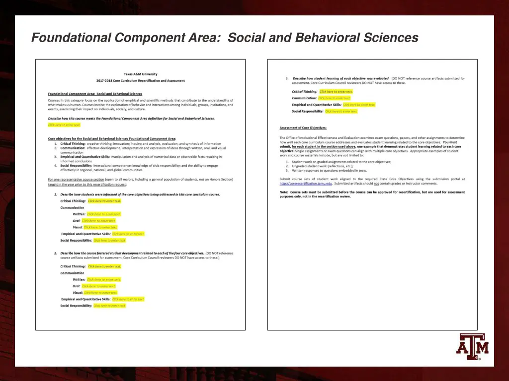 foundational component area social and behavioral