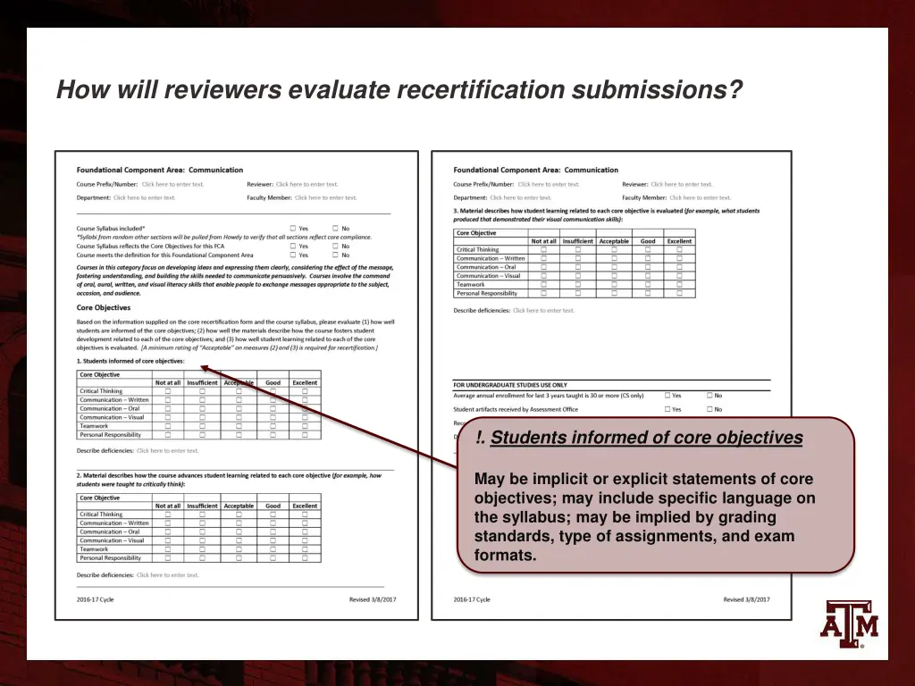 how will reviewers evaluate recertification 3