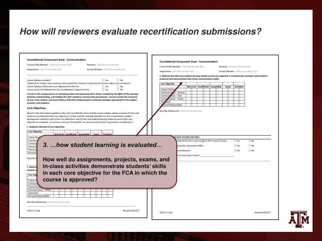 how will reviewers evaluate recertification 5