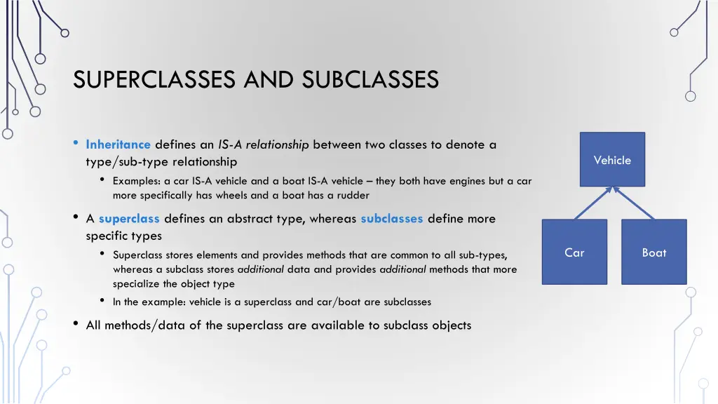 superclasses and subclasses