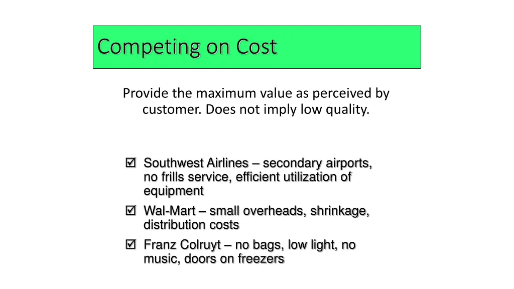 competing on cost