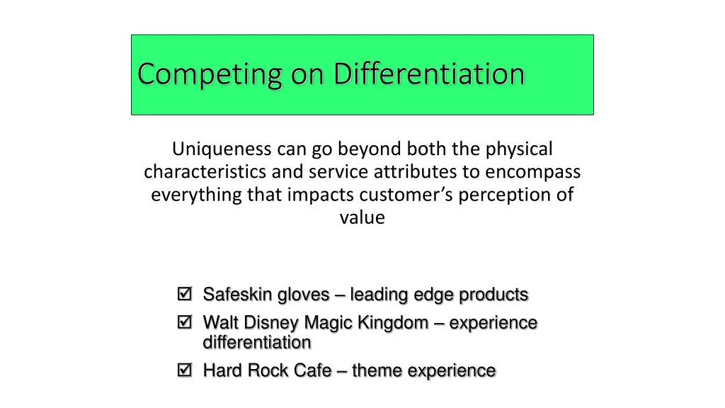 competing on differentiation