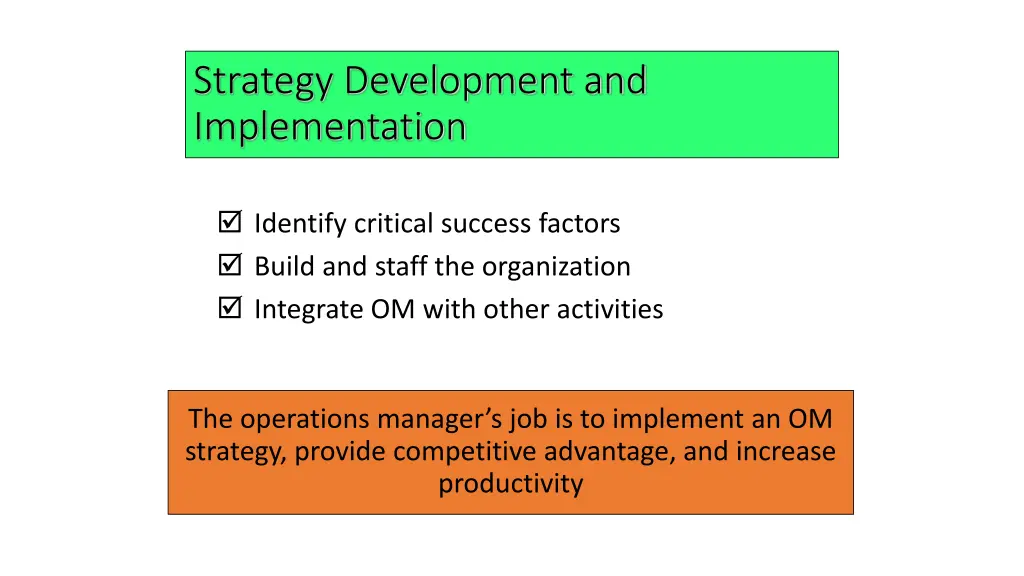 strategy development and implementation