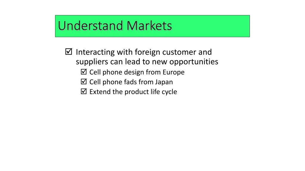 understand markets