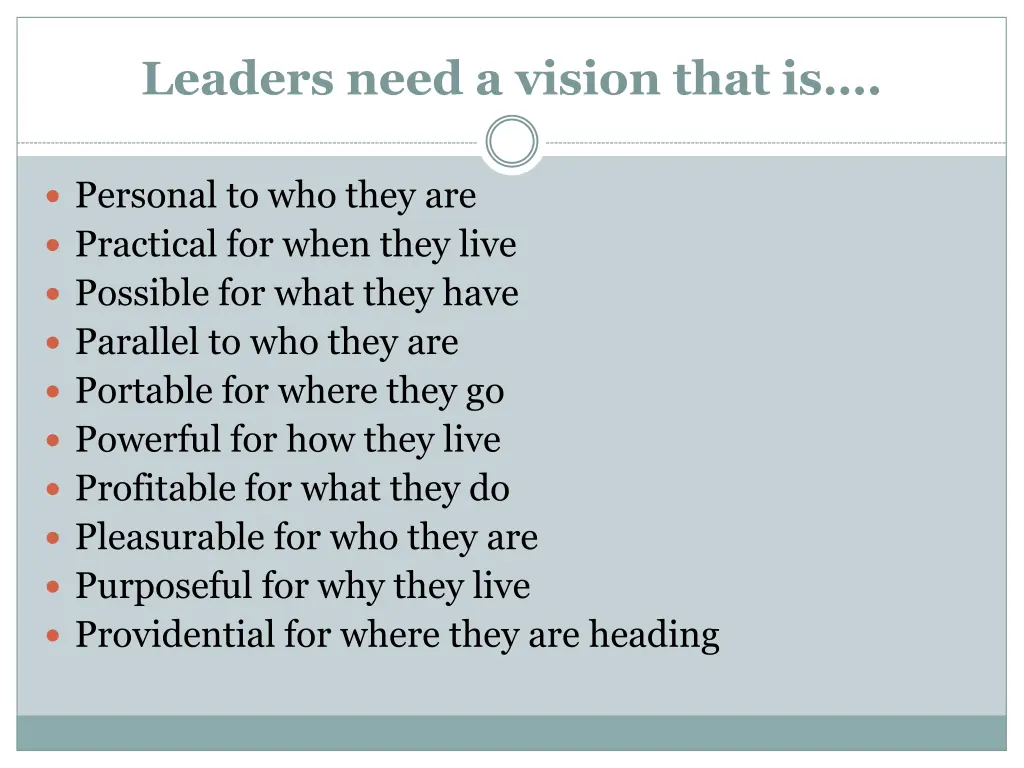 leaders need a vision that is