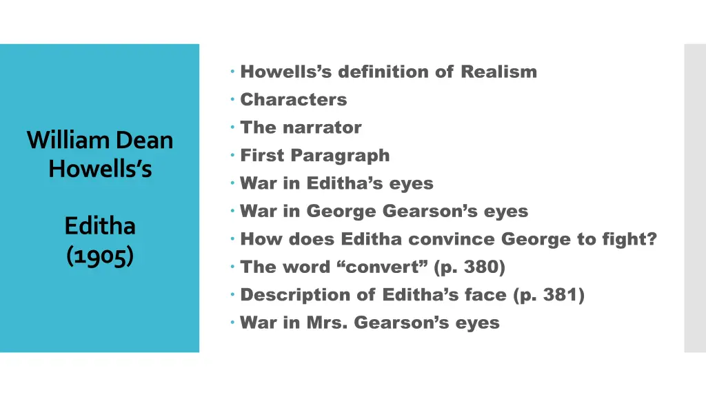 howells s definition of realism characters