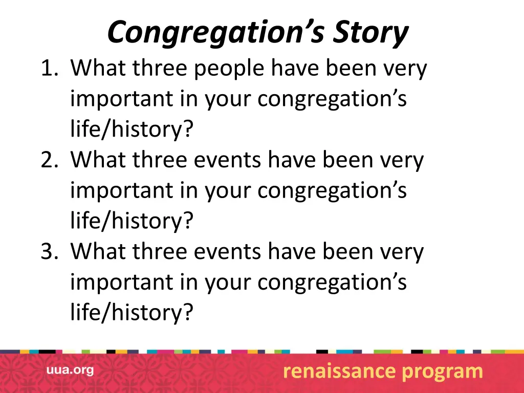 congregation s story 1 what three people have