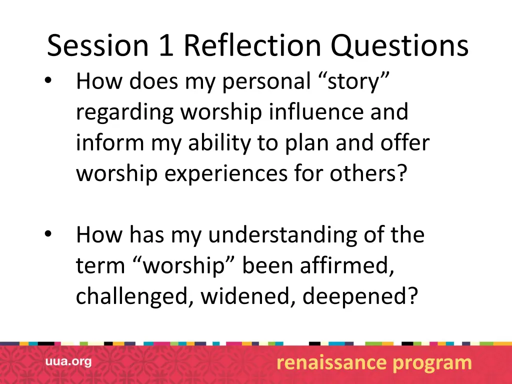 session 1 reflection questions how does