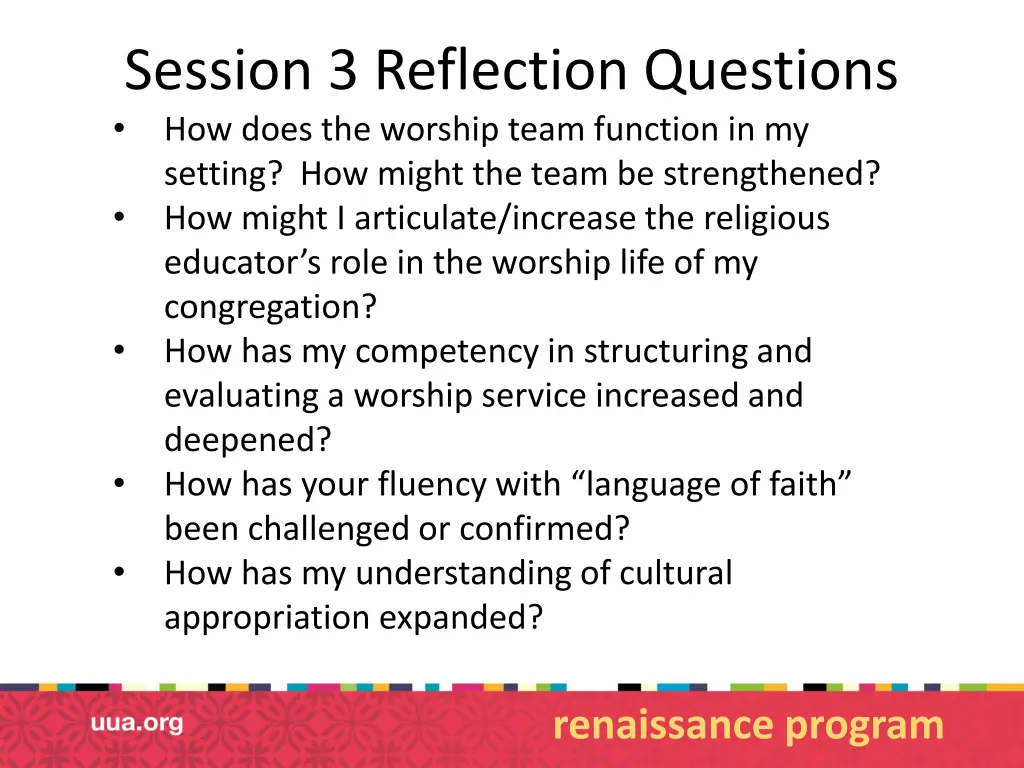 session 3 reflection questions how does